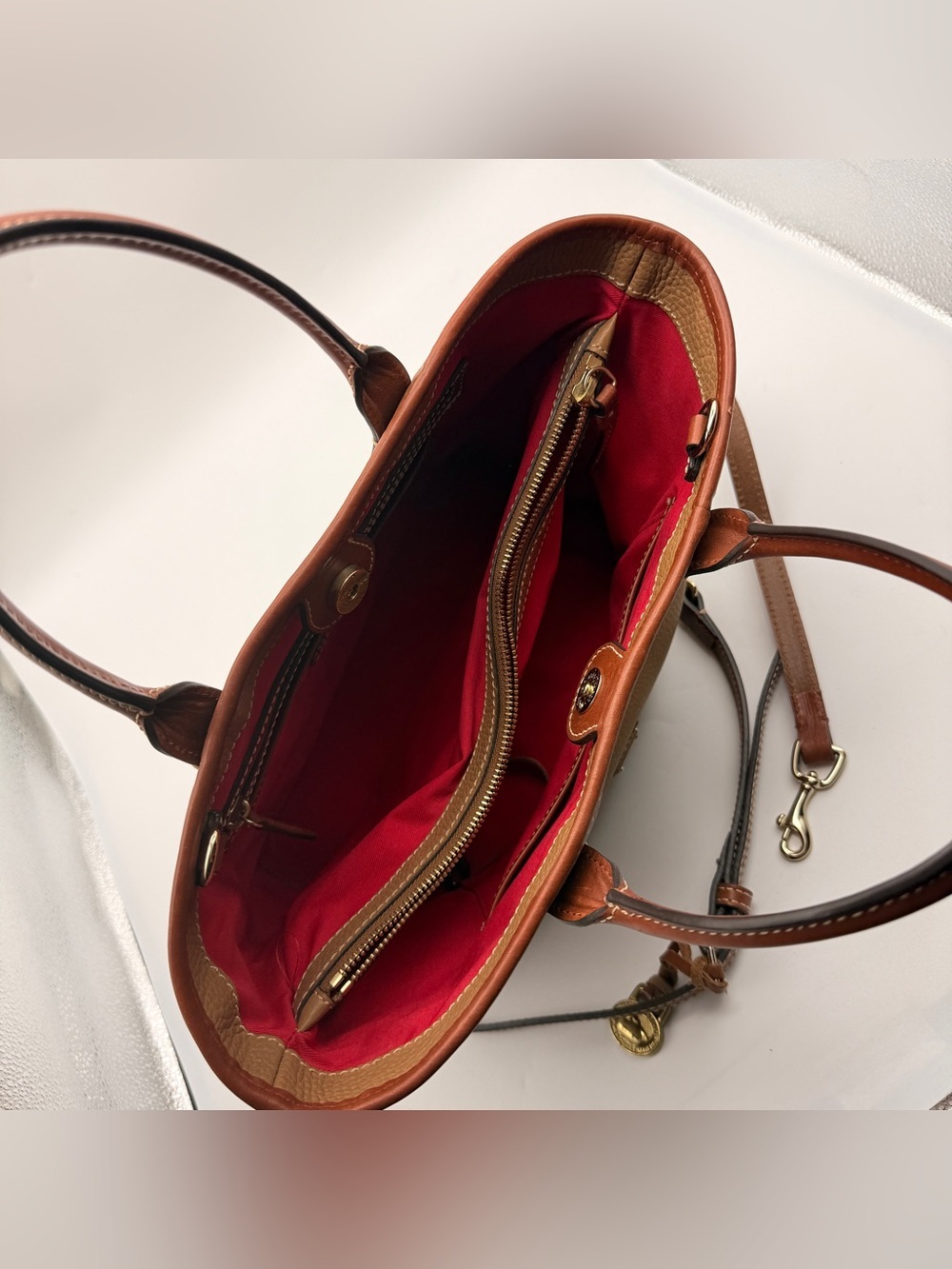 Dooney & Bourke Pebble Leather Brielle Satchel Tote Bag Caramel Brown NWOT - Picture 7 of 15